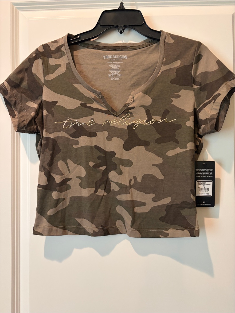 NWT True Religion Camo Notch Baby Tee